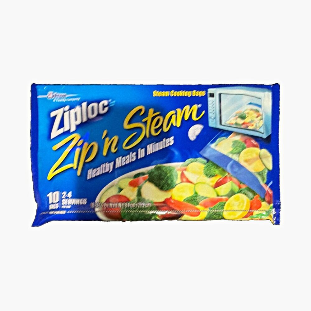 Ziploc Zip n Steam Microwave Steam Cooking Bags, 10 Count, Blue Plastic